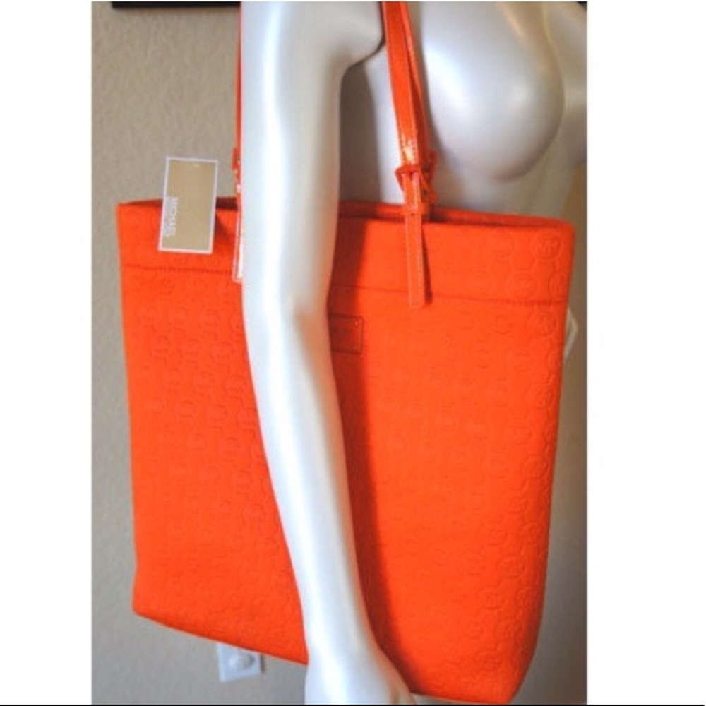 Michael Kors Neoprene Tote In Tangerine